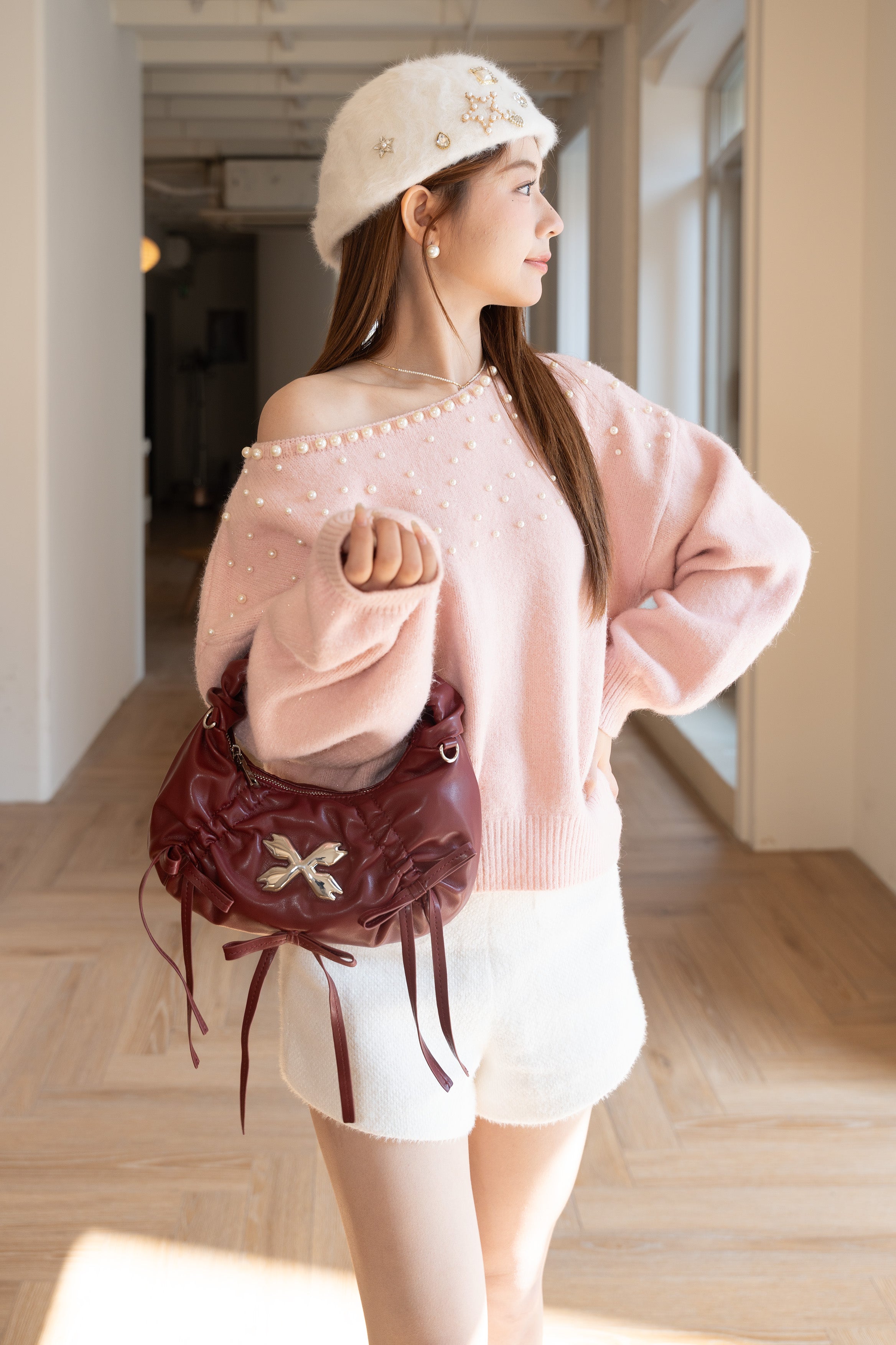 Aria Ribbon Bag - Deep Garnet