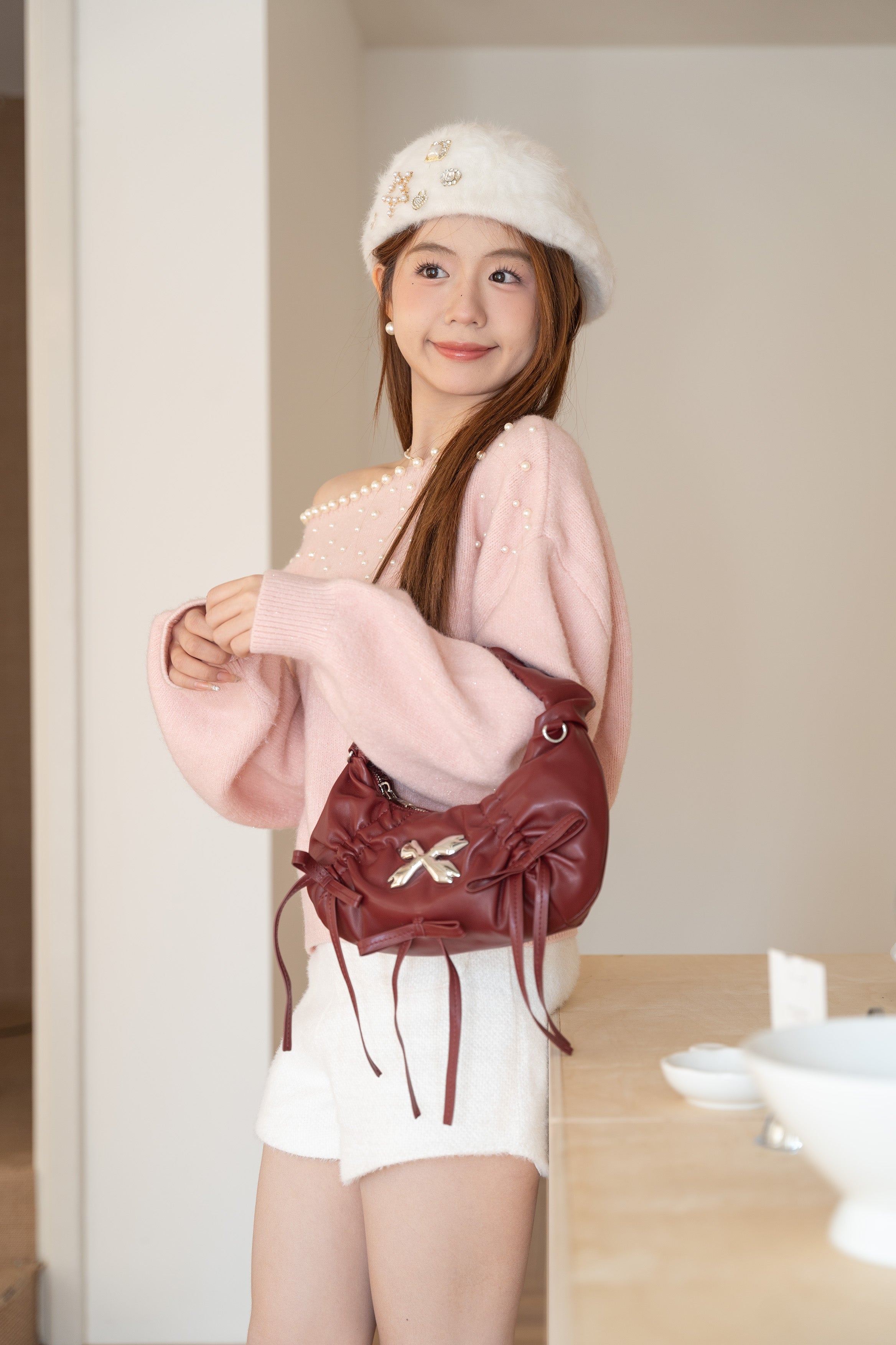 Aria Ribbon Bag - Deep Garnet