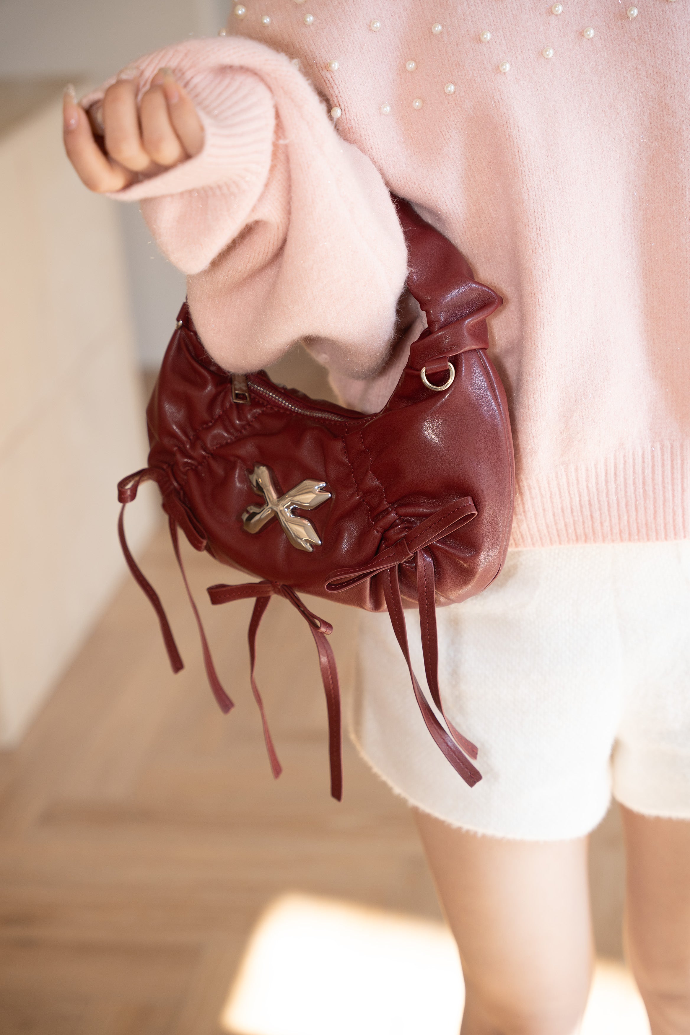 Aria Ribbon Bag - Deep Garnet