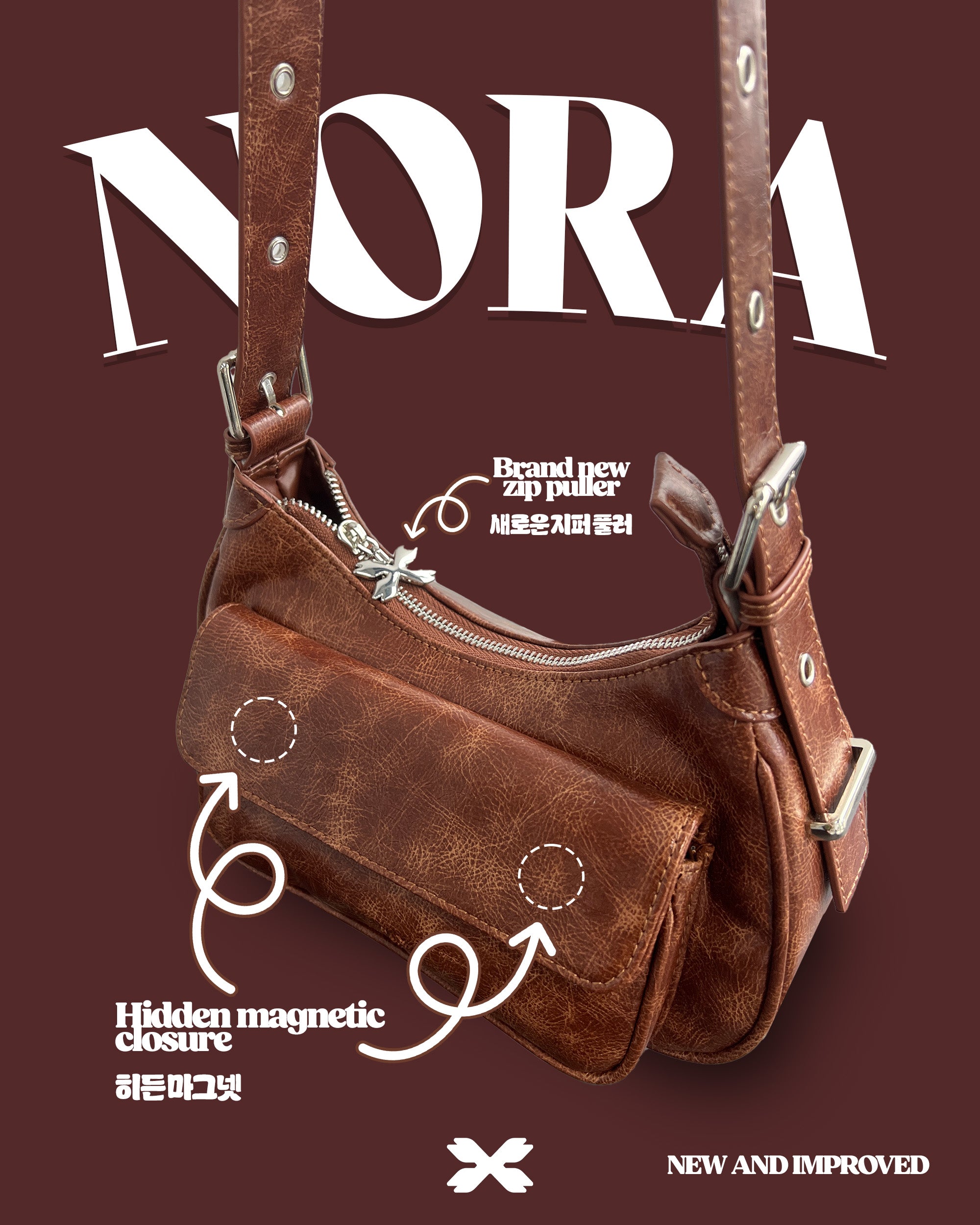 Nora Shoulder/Crossbody Bag - Brown (NEW)