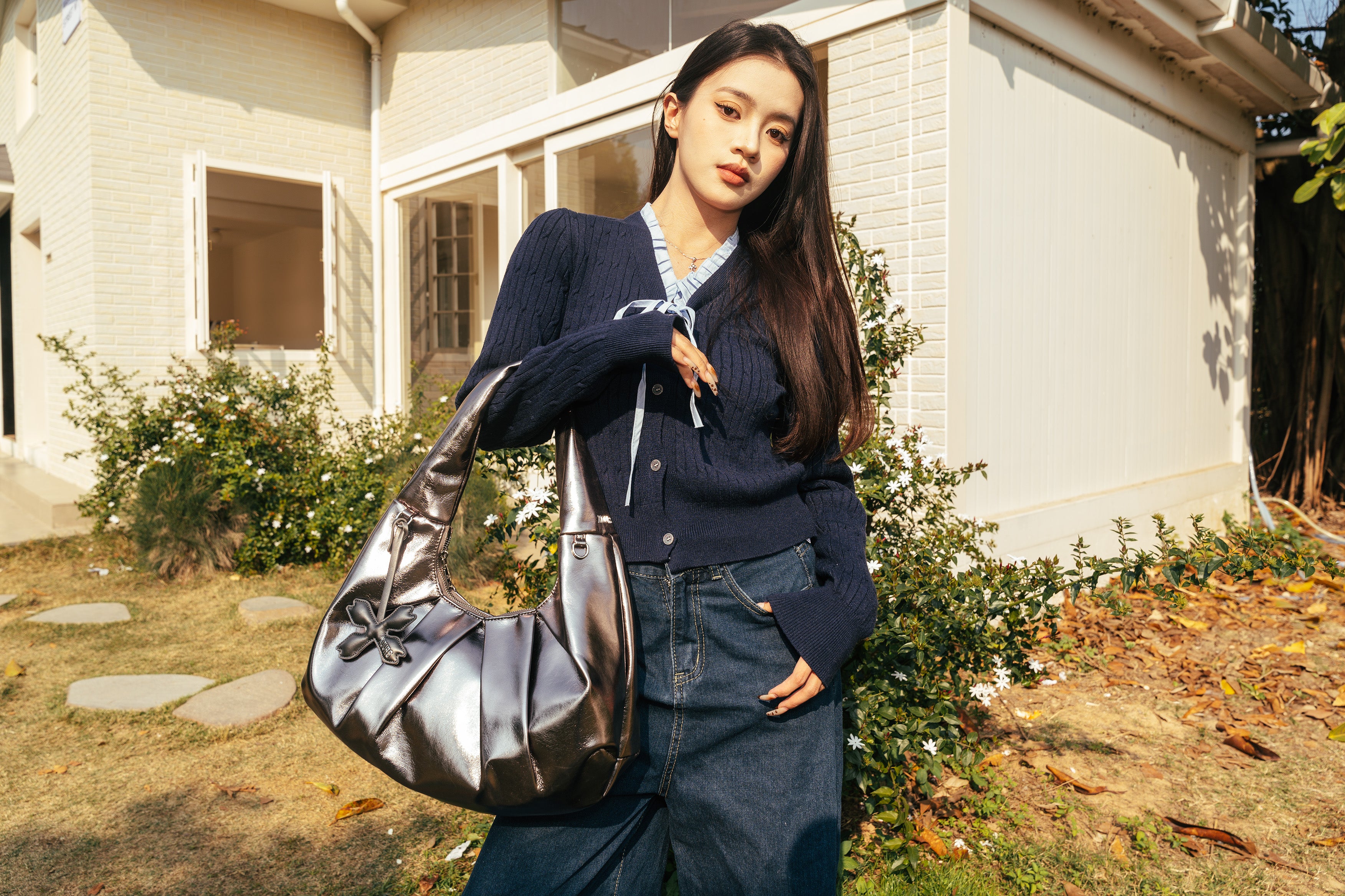 Nova Shoulder Bag - Shiny Gunmetal