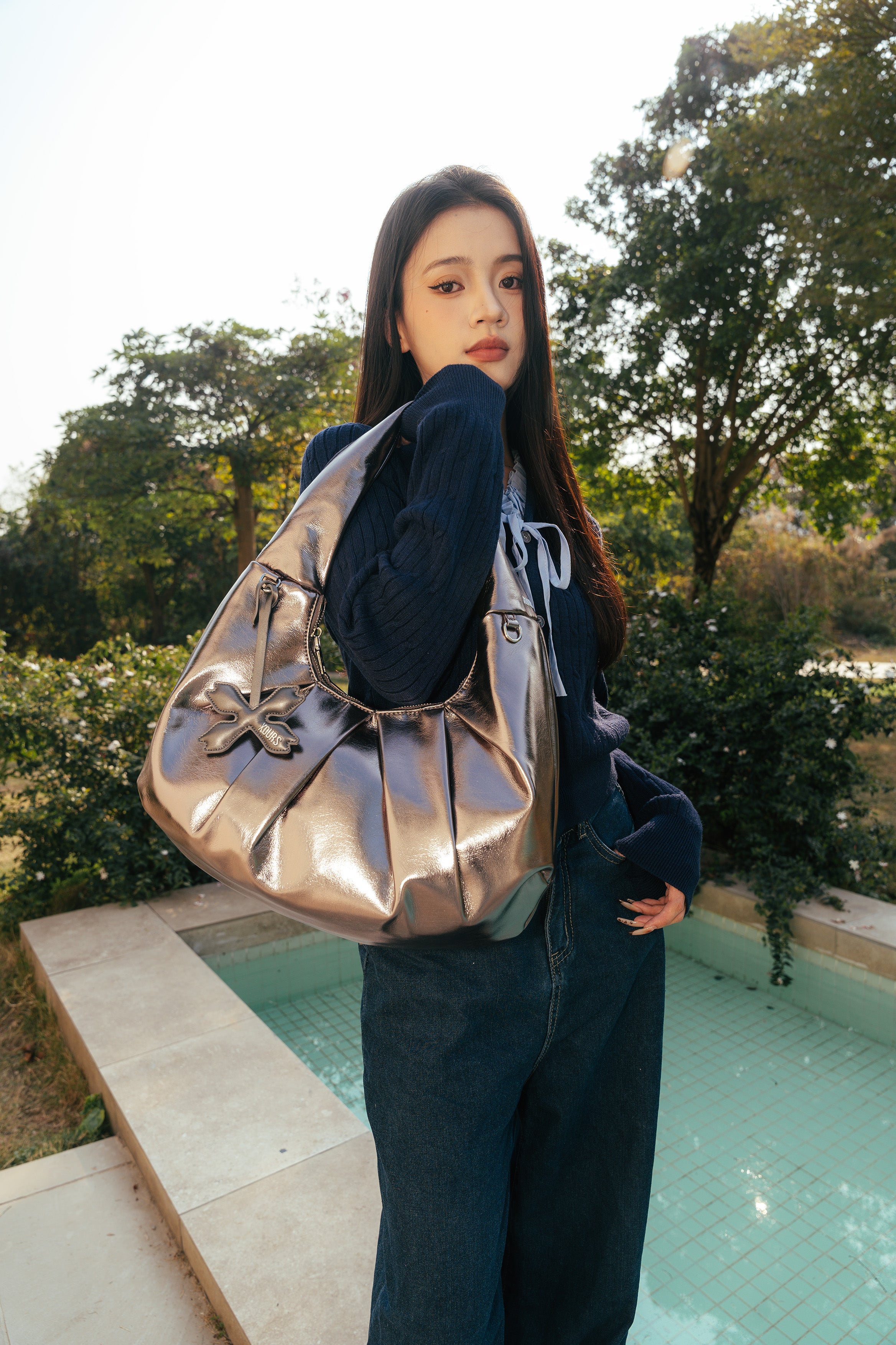 Nova Shoulder Bag - Shiny Gunmetal