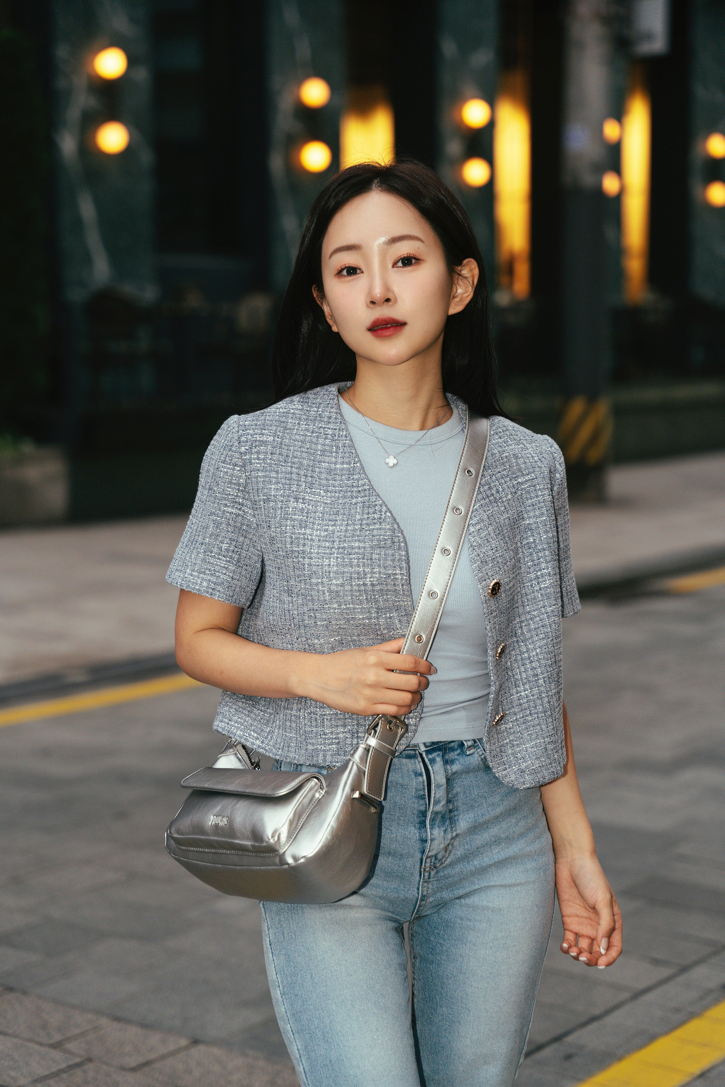 Nora Shoulder/Cross-body Bag - Silver