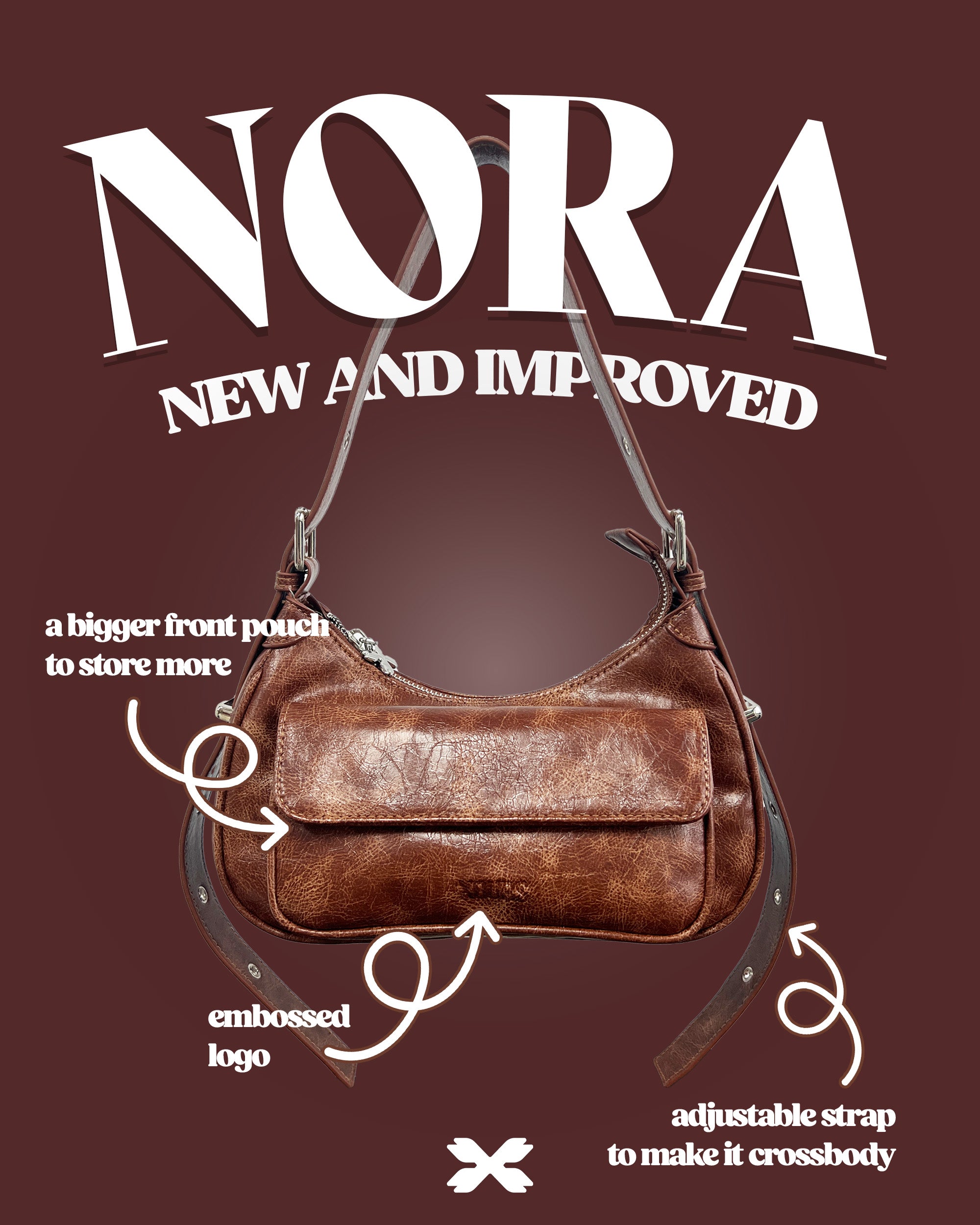 Nora Shoulder/Crossbody Bag - Brown (NEW)