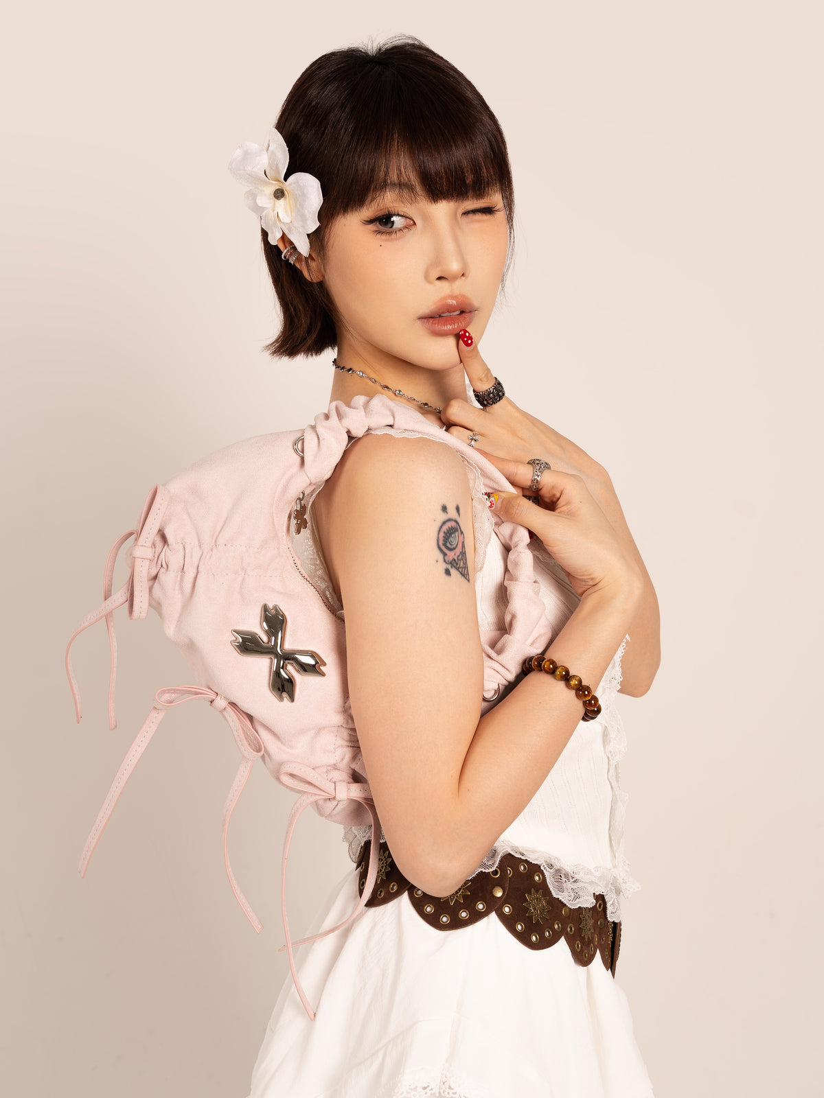 Aria Ribbon Bag - Petal Pink